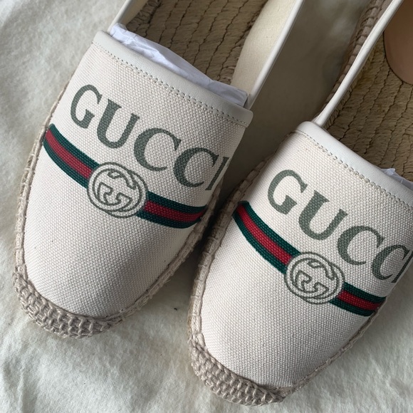 NIB Authentic Gucci Signature Canvas Espadrilles Flats 36 - Picture 1 of 8